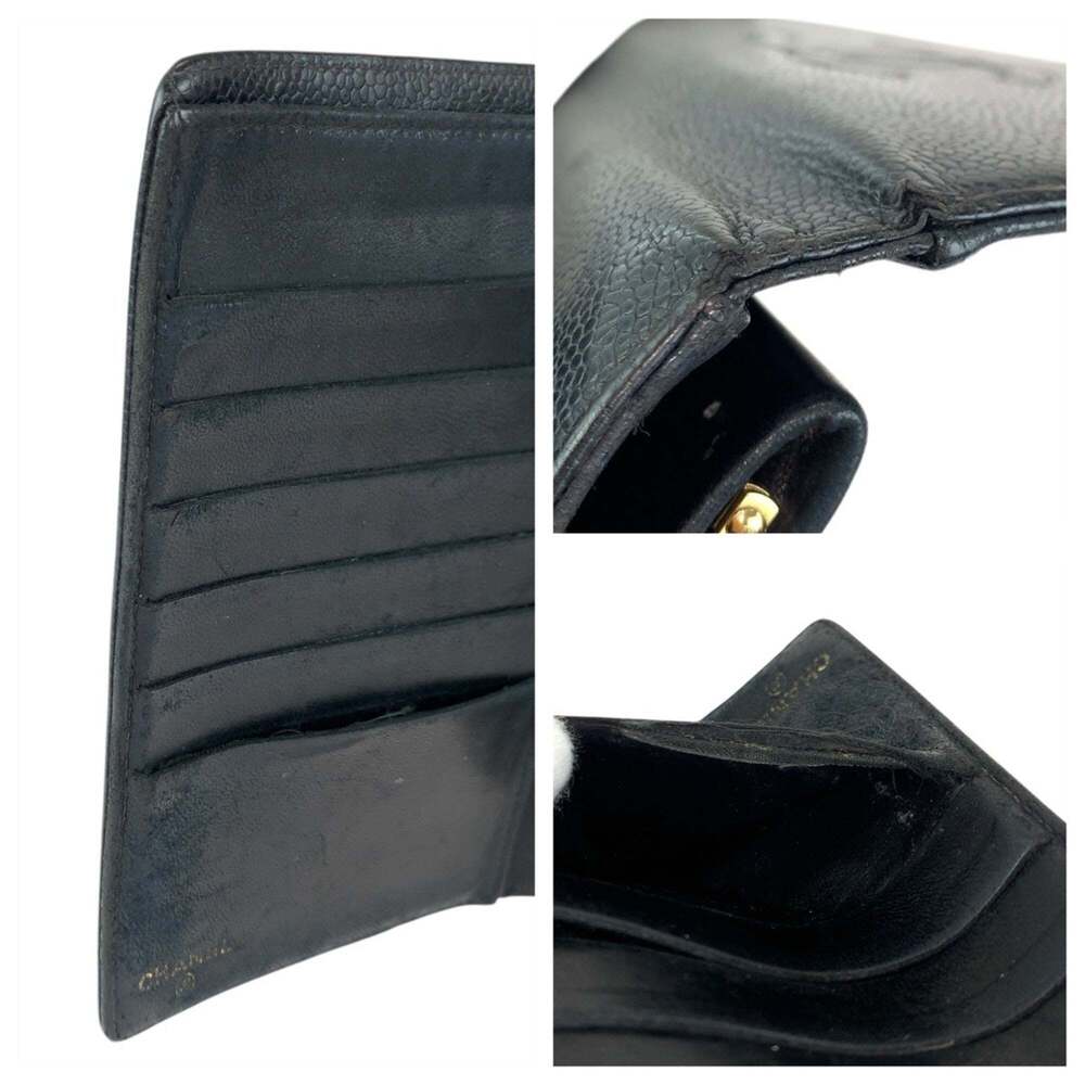 CHANEL Vintage Black Leather Logo Wallet - Picture 9 of 10